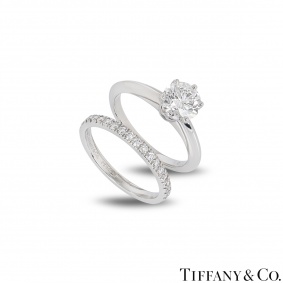 Tiffany & Co. Platinum Diamond Setting Ring 1.35ct H/VS1 With Soleste Diamond Half Eternity Ring Tiffany & Co. Platinum Diamond Setting Ring 1.35ct H/VS1 With Soleste Diamond Half Eternity Ring